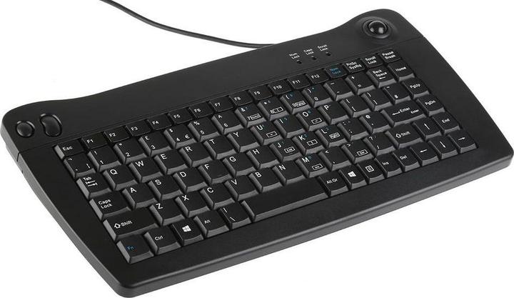 Produktbild RS PRO UK PS2 Trackball Keyboard Black (Eng. Int., Kabelgebunden)