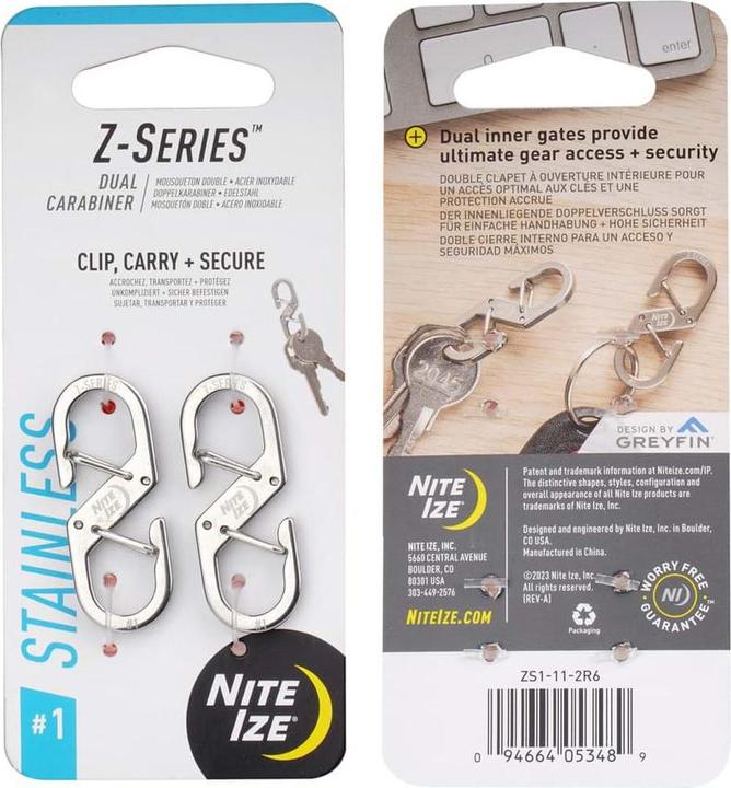 Actual product image Nite Ize ZSeries 1 Edelstahl-Doppelkarabiner