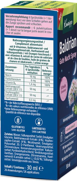 Valeurs nutritives et ingrédients Kneipp Gute Nacht (1 pièce(s), Liquide)