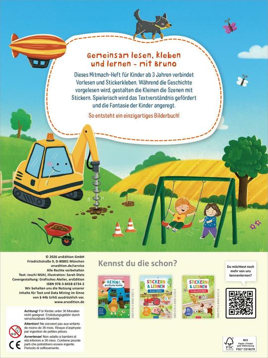 Produktbild Mitmach-Stickerbuch  Bruno, der kleine Bagger