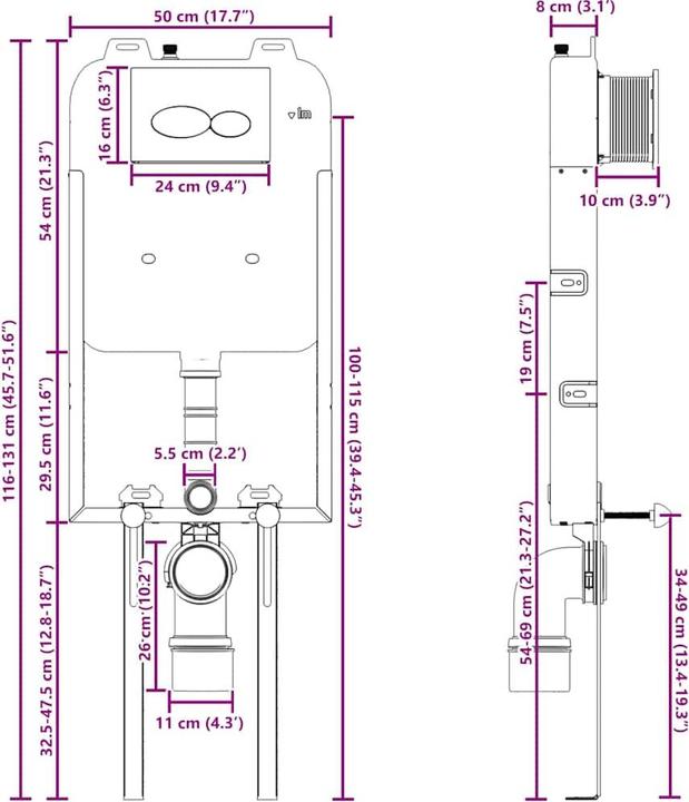 Produktbild VidaXL Toilettenmontagerahmen