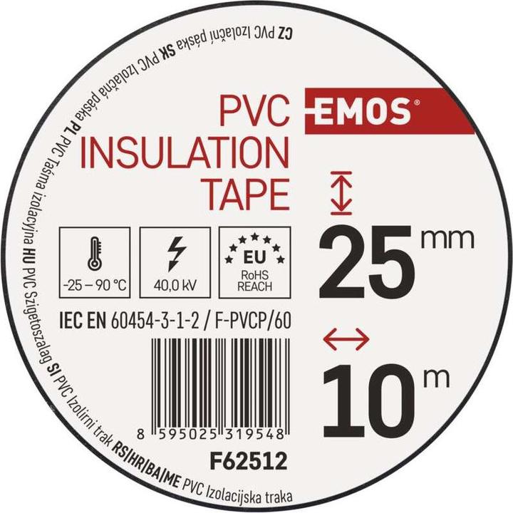 Image du produit Emos Ruban isolant PVC 25mm/10m noir, 10 pcs. (25 mm)