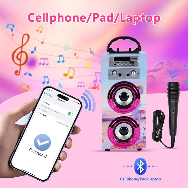 Immagine prodotto Dynasonic Tragbare Karaoke-Maschine mit 2 Mikrofonen