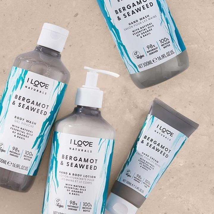 Produktbild I Love Naturals Bergamotte & Meeresalgen Handwäsche mit natürlichen Ölen von Orange & Basilikum (Flüssigseife, 500 ml)