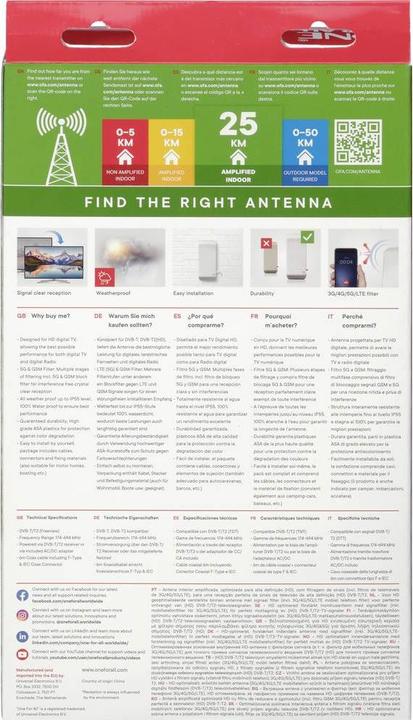Produktbild One for All SV 9450-5G (Flachantenne, 44 dB, DVB-S / -S2, DAB/ DAB+, DVB-T / -T2)