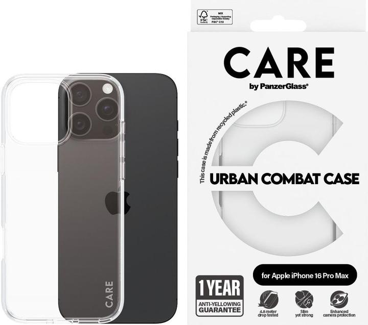 Actual product image PanzerGlass CARE Flagship Case Urban Combat Clear Frame iPhone '24 6.9" Pro (Apple iPhone 16 Pro Max)