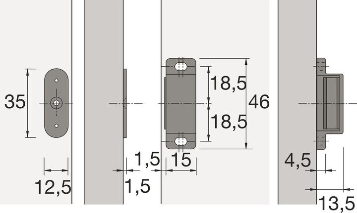 Actual product image Hettich Magnetic catch M71 + counterpart, HK 4 kg, KS brown