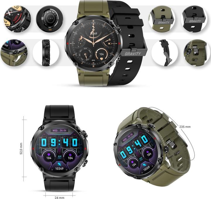 Produktbild Gravity GT21-7 Smartwatch + schwarzes Silikonarmband
