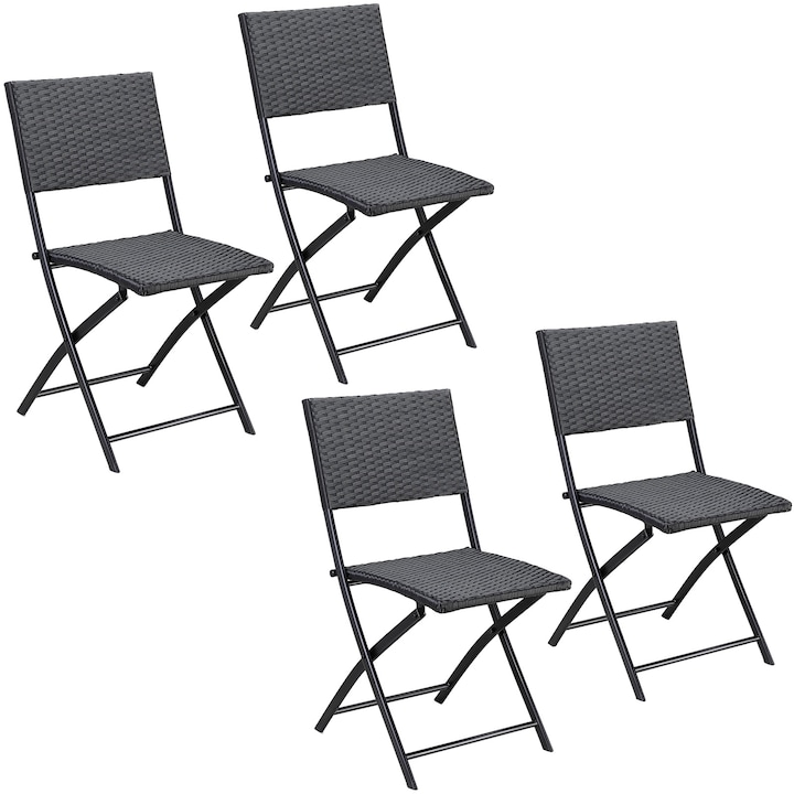 Casaria Sedia pieghevole in Poly Rattan (4x Set)