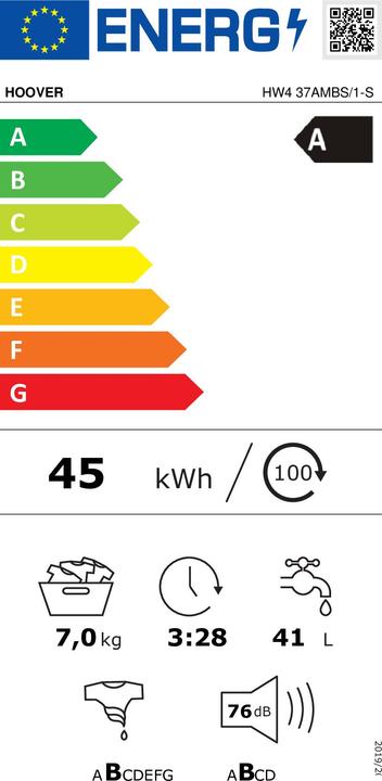 Energy Label Hoover HW4 37AMBS/1-S (7 kg, Left)