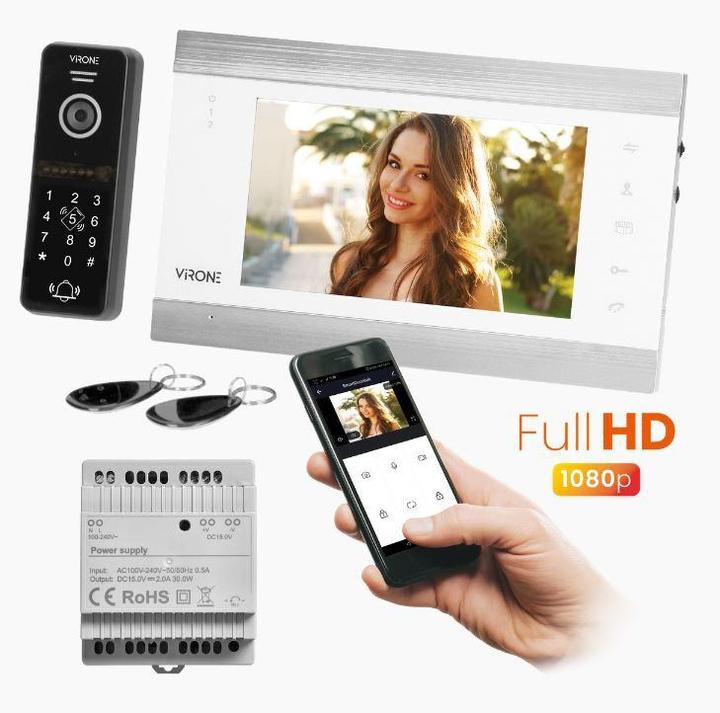 Immagine prodotto Orno Set videocitofonico Full HD VIFIS (ricevitore, dispositivo di crittografia, lettore di prossimità