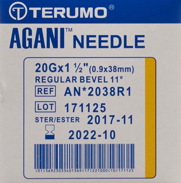 Produktbild Terumo Agani Einmalkanüle 20G 0.9x38mm gelb (100 Stk)