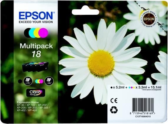 Image du produit Epson 18 Multipack - pack de 4 - noir, jaune, cyan, magenta (M, C, Y, CF)