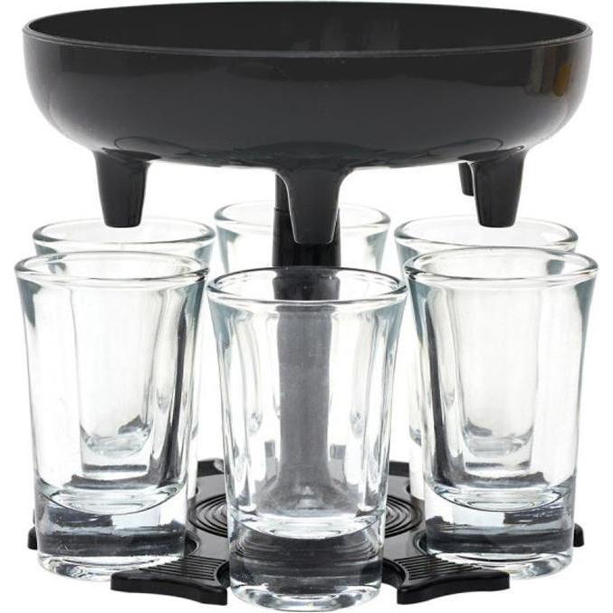 JTI Spender mit 6 Schnapsgläsern, Cocktailgläser, Transparent, Schwarz