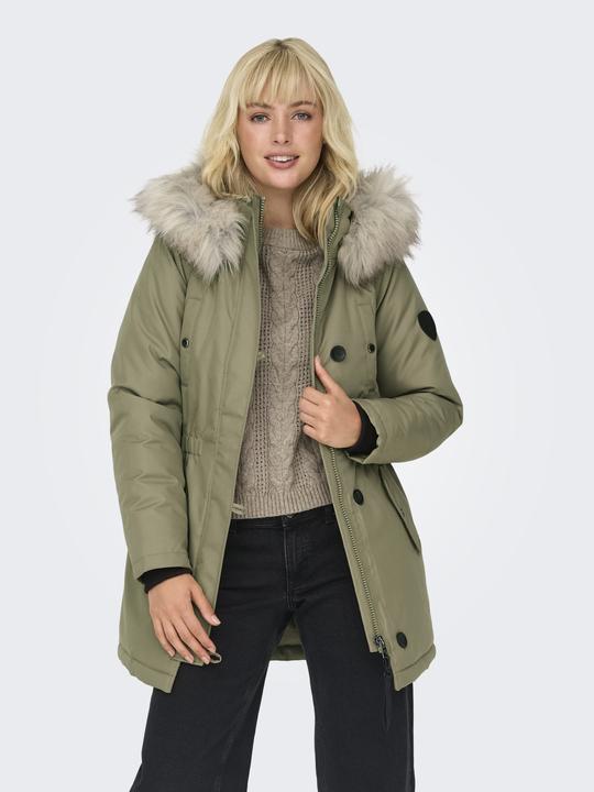 Image du produit Only Capuche avec bord en fausse fourrure amovible Poignets côtelés Parka Longue parka (S)