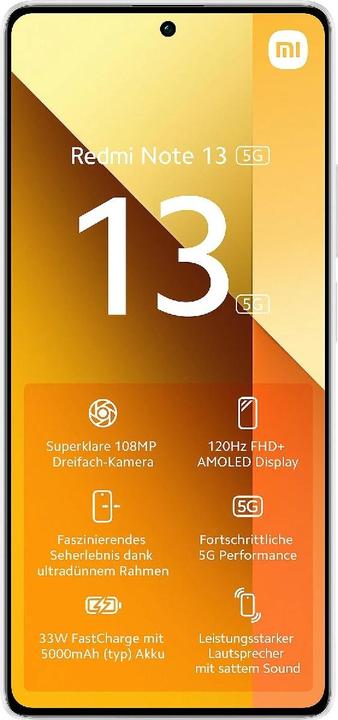 Produktbild Xiaomi Redmi Note 13 5G (256 GB, Arctic White, 6.67", Hybrid Dual SIM, 5G)