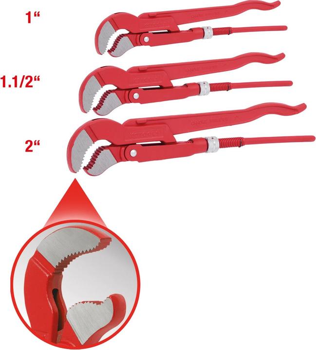 Produktbild KS Tools Eckrohrzangen-Satz, 45° gewinkelt, 3 Teile