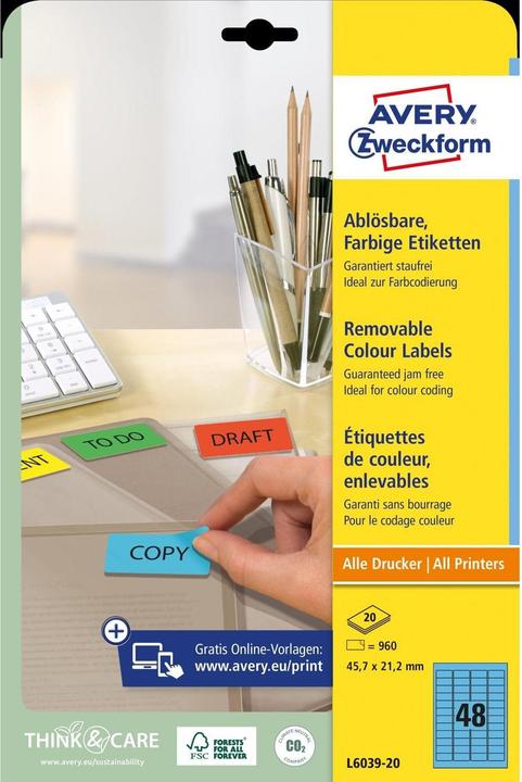 Actual product image Avery Coloured labels, removable