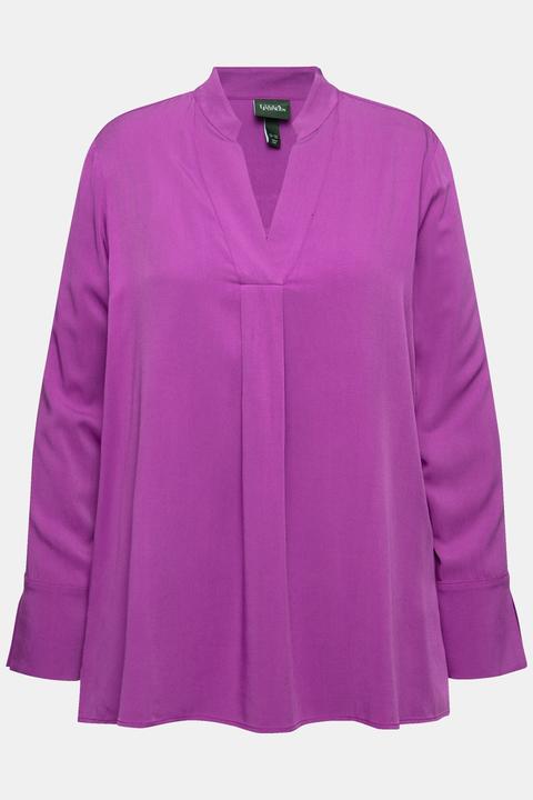 Actual product image Ulla Popken Split Neck Long Sleeve Collared Blouse (42, 44)