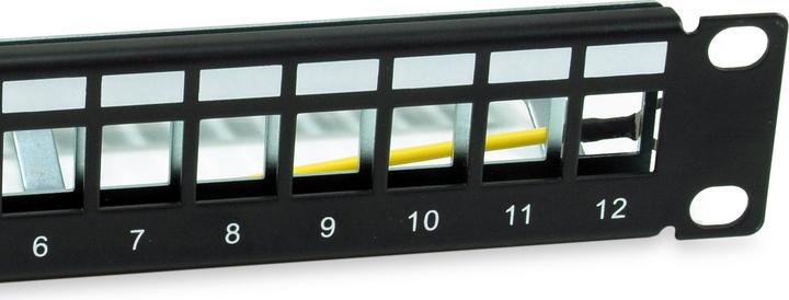 Actual product image equip Patch panel 12x RJ45 Cat6A 10" FTP 1U Premium black