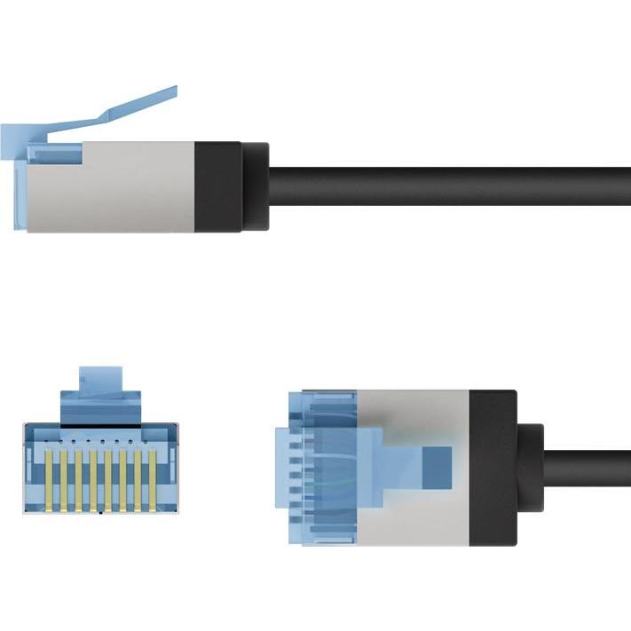 Thumbnail - Goobay Ultraflexibles CAT 6A Patchkabel, slim, U/FTP, schwarz (U/FTP, CAT6a, 5 m), Netzwerkkabel
