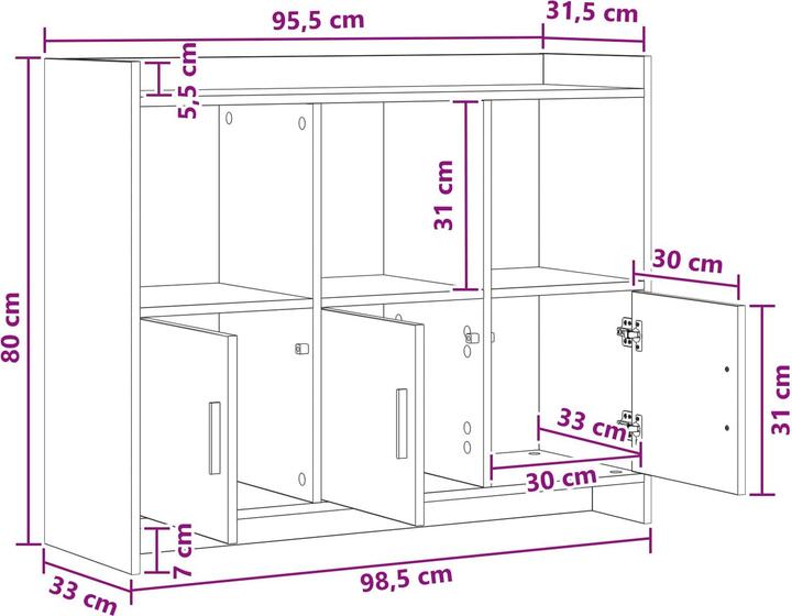 Produktbild vidaXL Sideboard (98.50 x 33 x 80 cm)