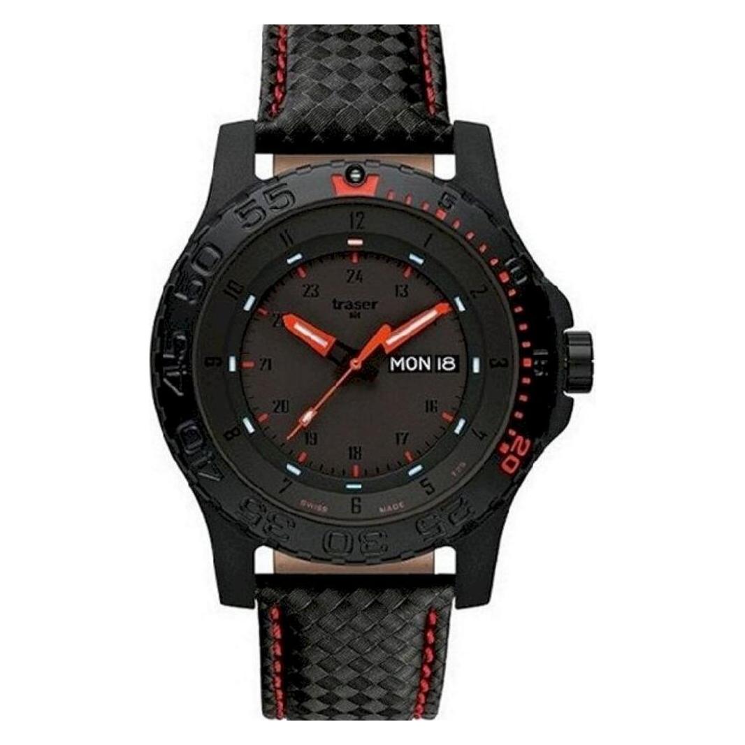 Traser, Armbanduhr, P66 Red Combat, Schwarz, (Analoguhr, 45 mm)