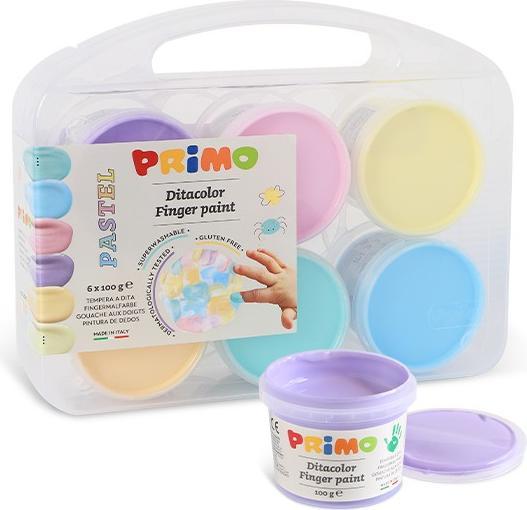 Actual product image Morocolor Finger Paint Primo Pastel Set of 6 in Plastic Case (600 ml)