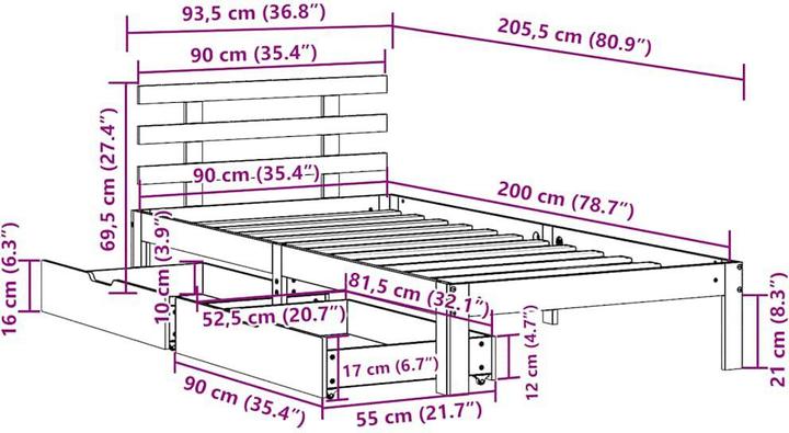 Image du produit vidaXL Bettrahmen (90 x 200 cm)