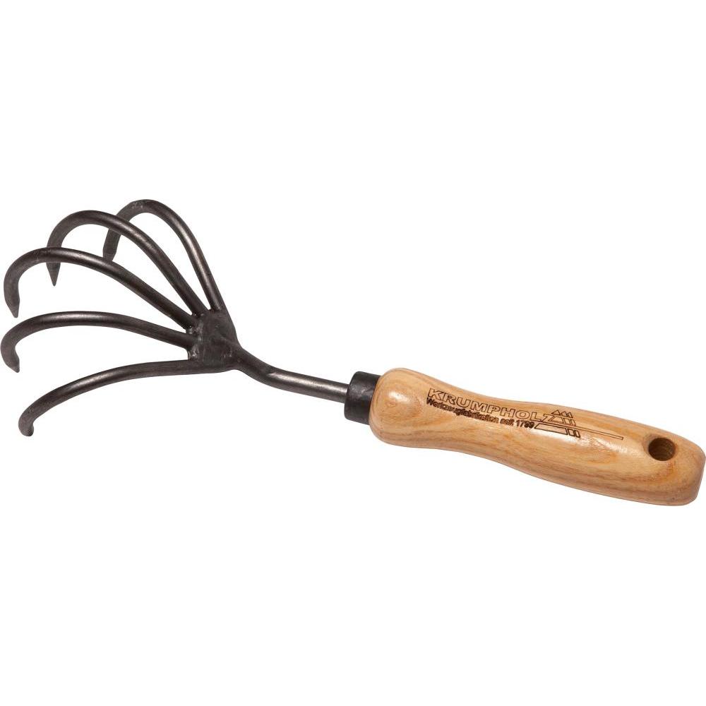 Magni Grubber geschmiedet - mit 5 Zinken und Eschenholzgriff mit 14 cm Länge - Krumpholz Gartengerät (204087)