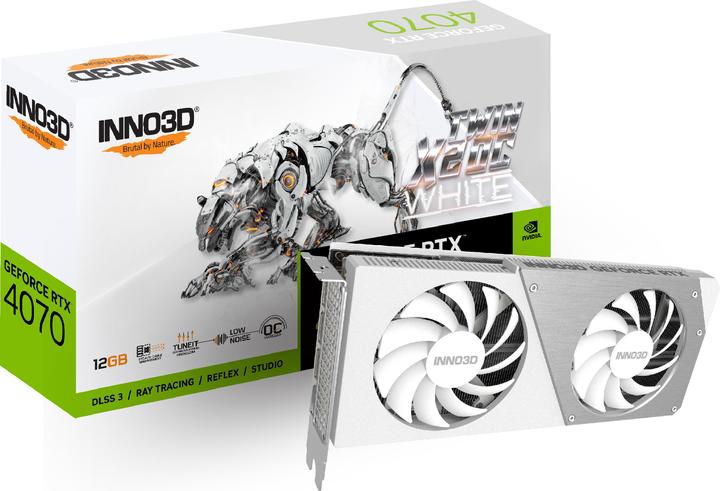 Immagine prodotto Inno3D GeForce RTX 4070 Twin X2 OC 12GB GDDR6X 3xDP 1xHDMI Bianco (12 GB)