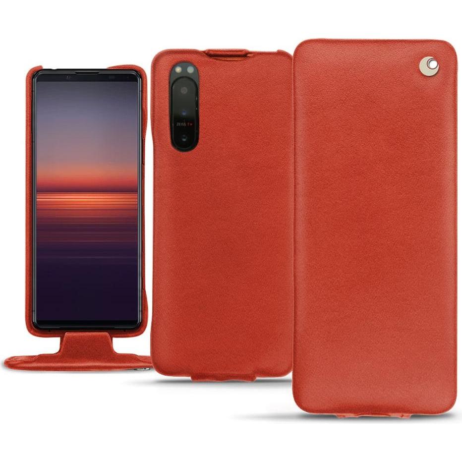 Noreve Lederschutzhülle vertikal (Sony Xperia 5 II), Smartphone Hülle, Orange