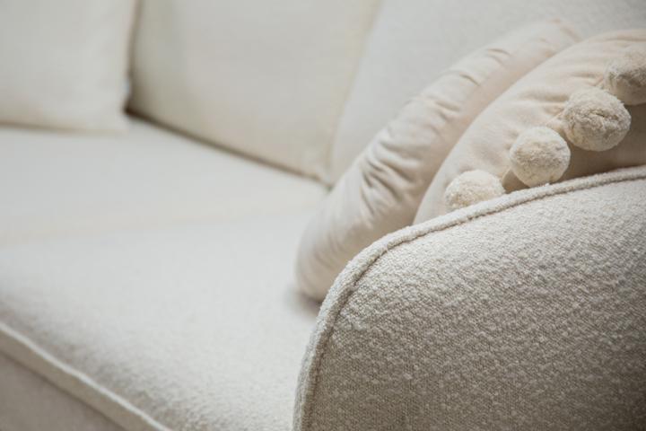 Actual product image Cosmopolitan Design Boucle Pouf, "Vienna", 1 Seat, Beige, 93x73x43 Made in Europe