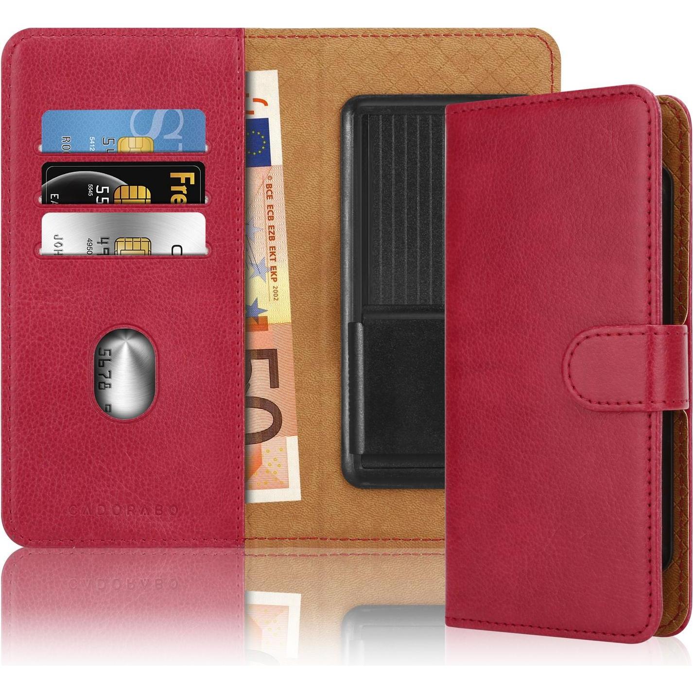 Cadorabo Hülle für Motorola MOTO E4 Book Case Style (Motorola Moto E4), Smartphone Hülle, Rot