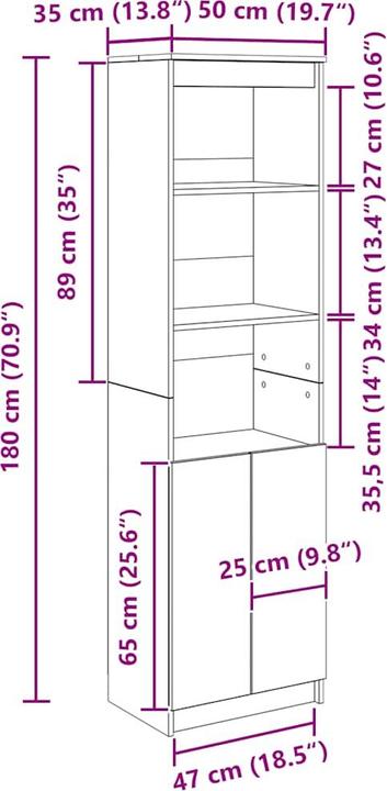 Produktbild vidaXL Highboard (50 x 35 x 180 cm)
