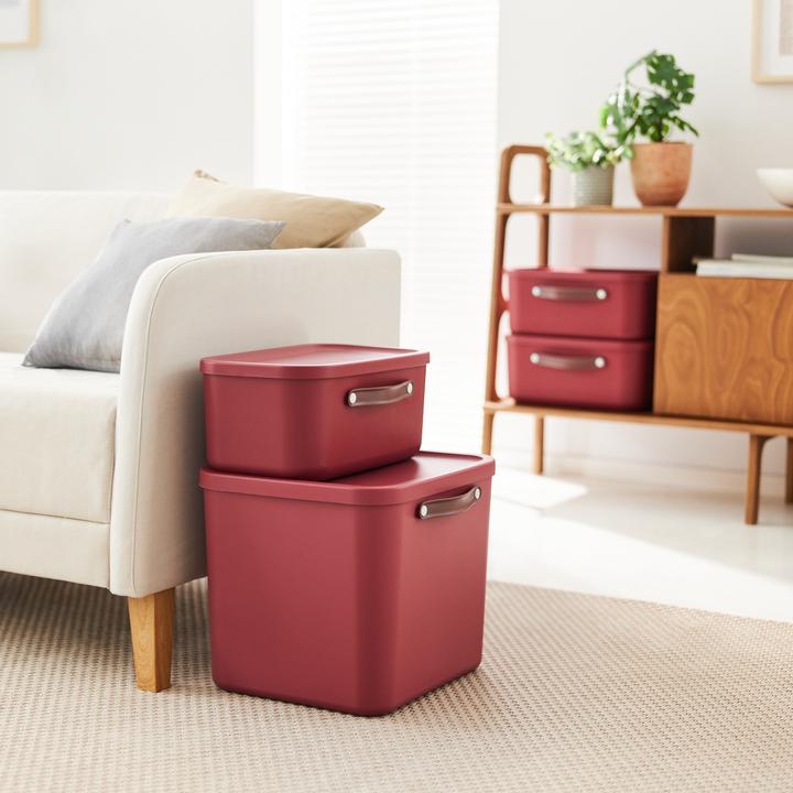 Image du produit Rotho Boîte de rangement Maloja 12 l, Iron Red (12 l)