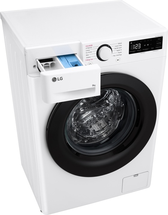 Produktbild LG F2R3S08NSWB Waschmaschine 8kg AI DD, Klasse A-10%, 1200 U/min, Dampf, AI Wash (8 kg, Links)