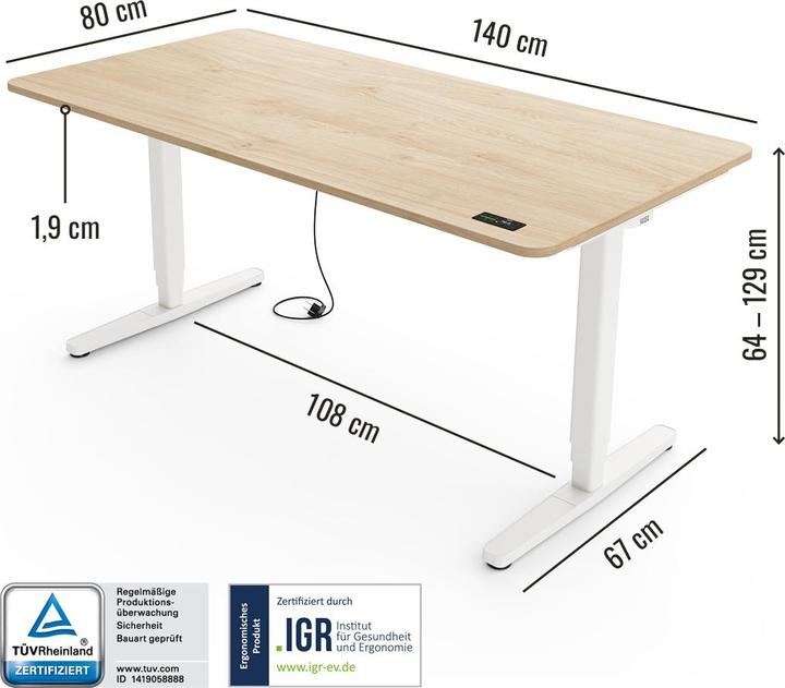 Image du produit Yaasa Desk Pro (140 x 80 cm)