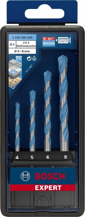 Image du produit Bosch Professional Zubehör EXPERT MultiConstruction CYL-9 Jeu de forets, 4/5/6/8 mm, 4 pcs. (4 - 8 mm)
