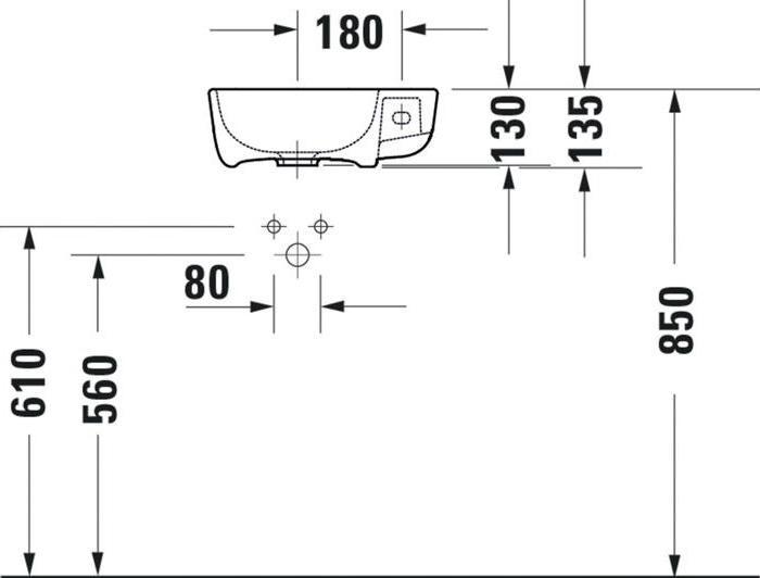 Produktbild Duravit Handwaschbecken ME by Starck o ÜL m HLB 400x220mm 1 HL re we sdm WG (220 mm, 400 mm)