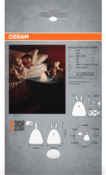 Image du produit Osram NIGHTLUX TOUCH RGBW Rabbit USB