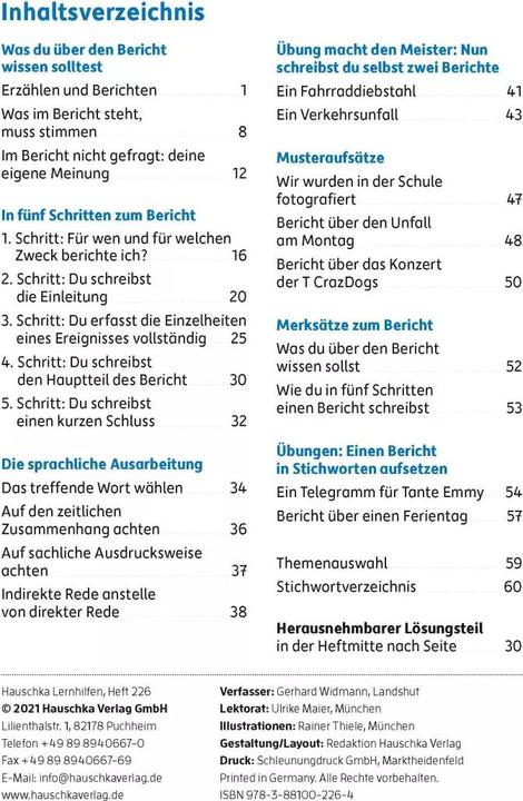 Produktbild Bericht. Aufsatz 5.-7. Klasse (Deutsch, Gerhard Widmann, 2021)