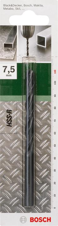 Produktbild Bosch Zubehör Metallbohrer HSS-R, DIN 338 D= 7,5 mm L= 109 mm (7.5 mm)