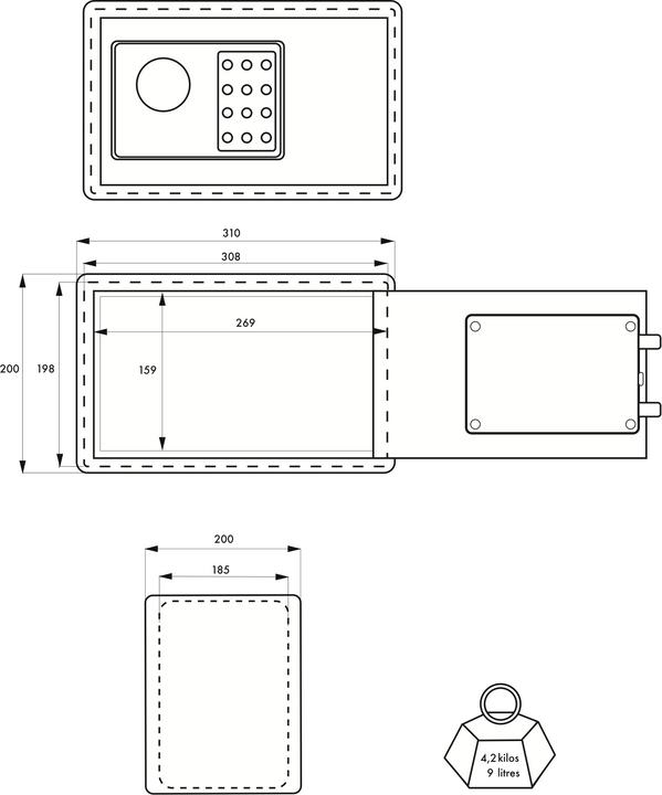 Image du produit Thirard Coffret de sécurité à poser vincennes, fermeture électronique à code, 2 pênes, 9l - (9 l)