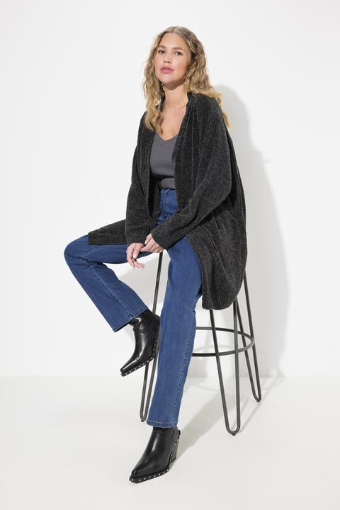 Produktbild Ulla Popken Chenille-Strickjacke, Oversized, V-Ausschnitt, offene Form (50, 52)