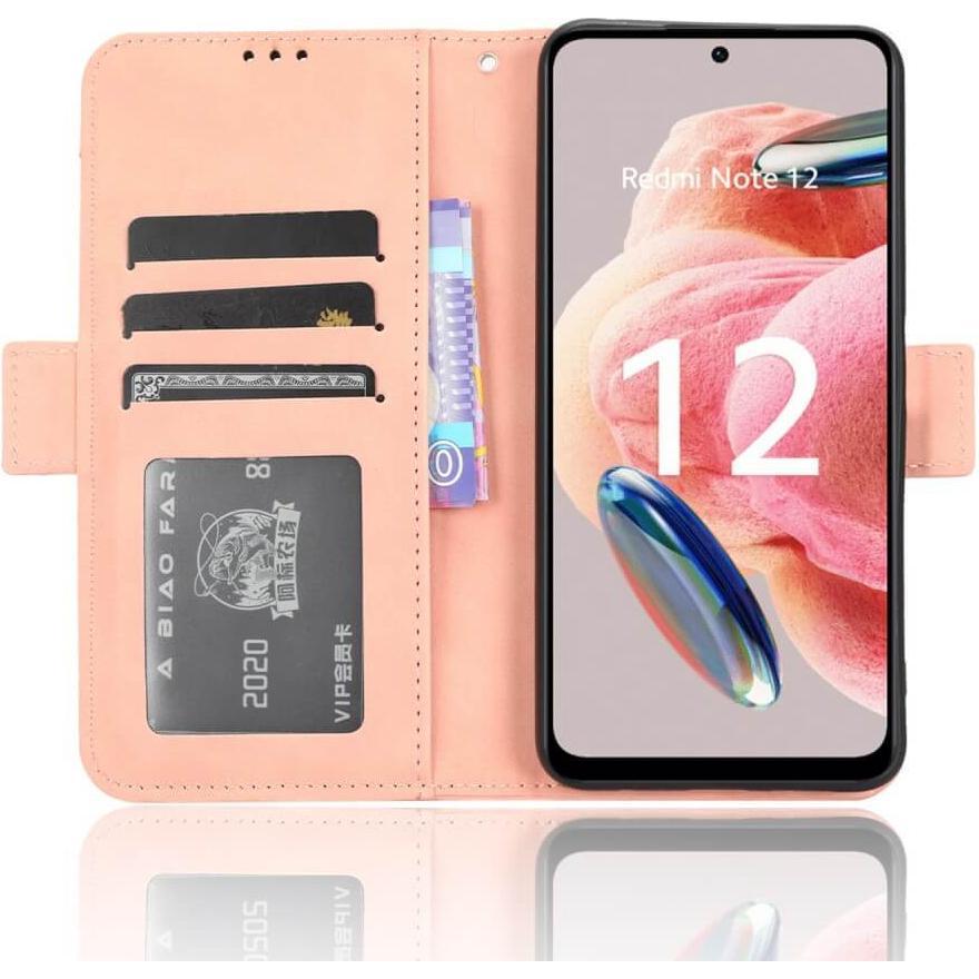 Thumbnail - Cover-Discount Xiaomi Redmi Note 12 4G - Etui mit vielen Kartenfächer rosa (Xiaomi Redmi Note 12), Smartphone Hülle, Ros...