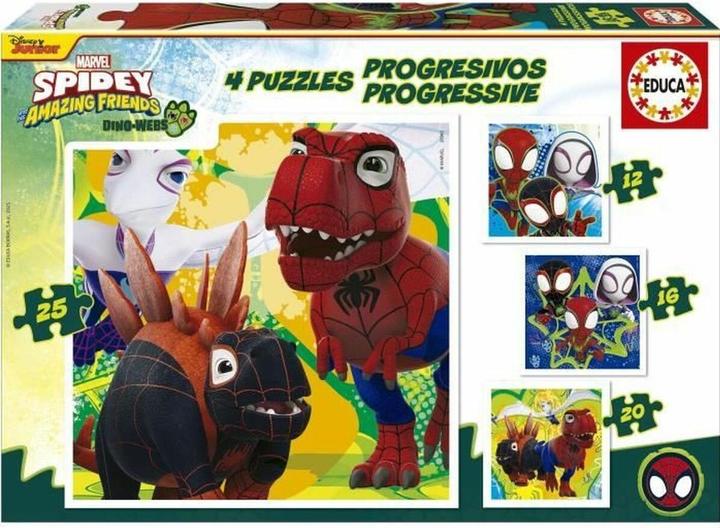 Produktbild Educa Puzzle Spidey und sein Wunder: Dino-Web 4in1 (12,16,20,25 dlks) (4 Teile)