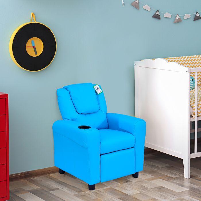 Produktbild Swisshandel24 Kindersessel, Minisessel, Kindersofa für 3-6 Jahre alt, Liegefunktion, Eingebauten Becherhalter, Bla (Kindersessel)