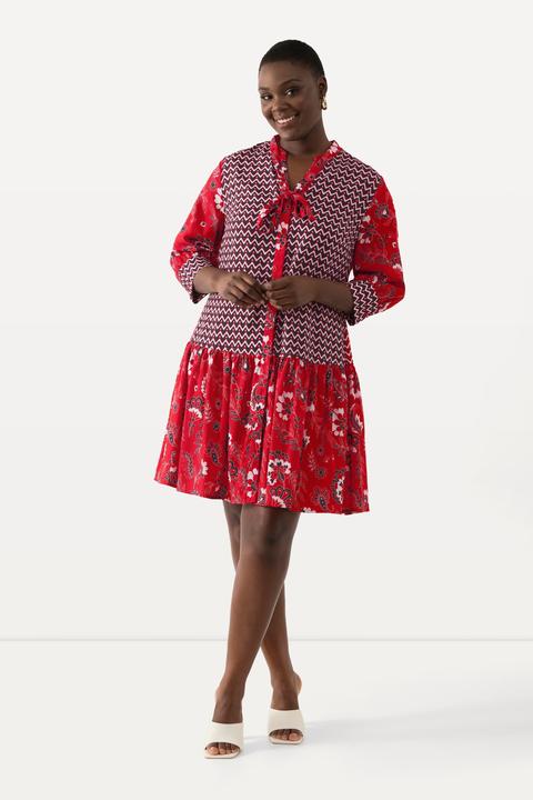 Produktbild Ulla Popken Lyocell-Bluse, Bindeband, Schluppe, Stehkragen, 3/4-Arm (54)