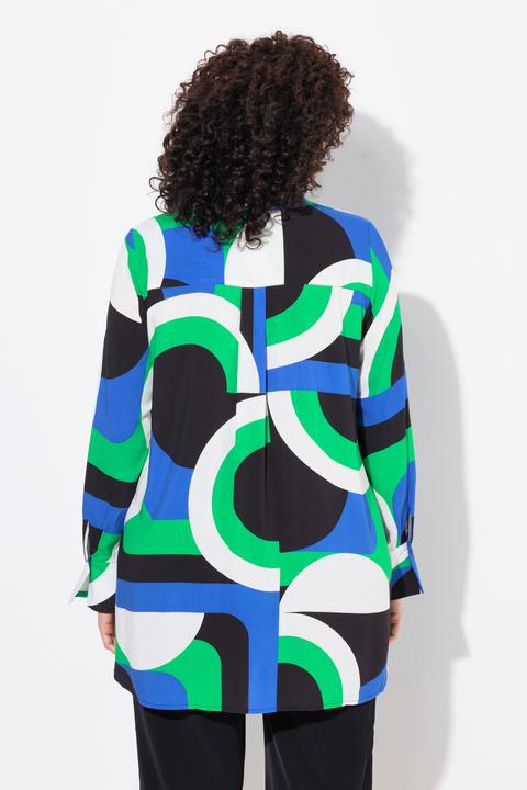 Actual product image Ulla Popken Graphic Print Button Down Tunic Blouse (42, 44)